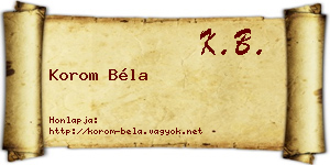Korom Béla névjegykártya
