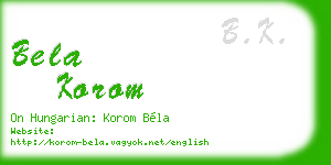 bela korom business card