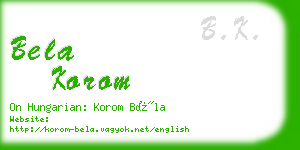 bela korom business card